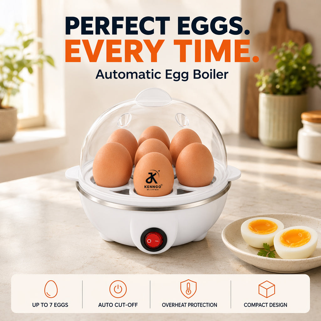 KENNGO Electric Egg Boiler for 7 Eggs – White