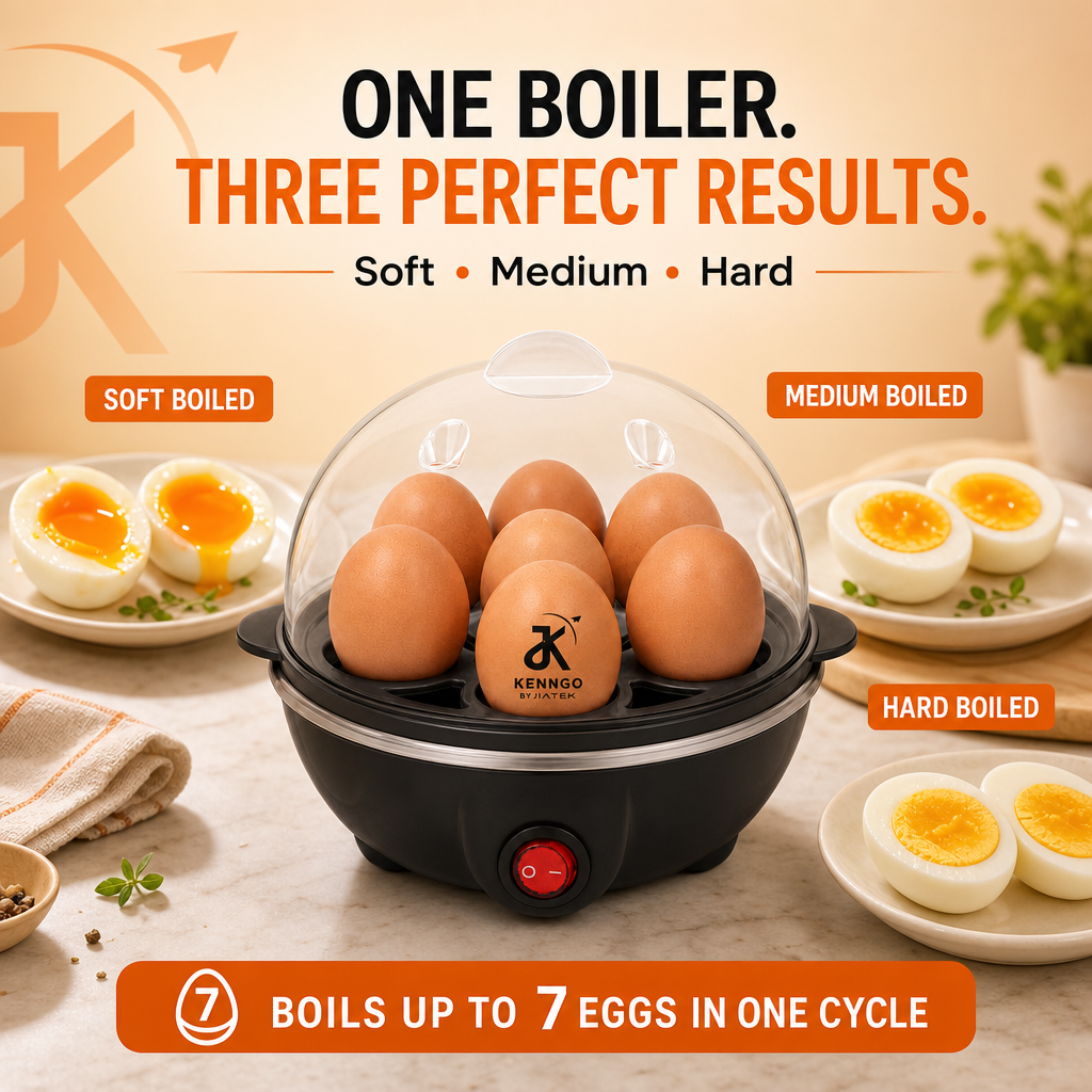 KENNGO Electric Egg Boiler for 7 Eggs – Black