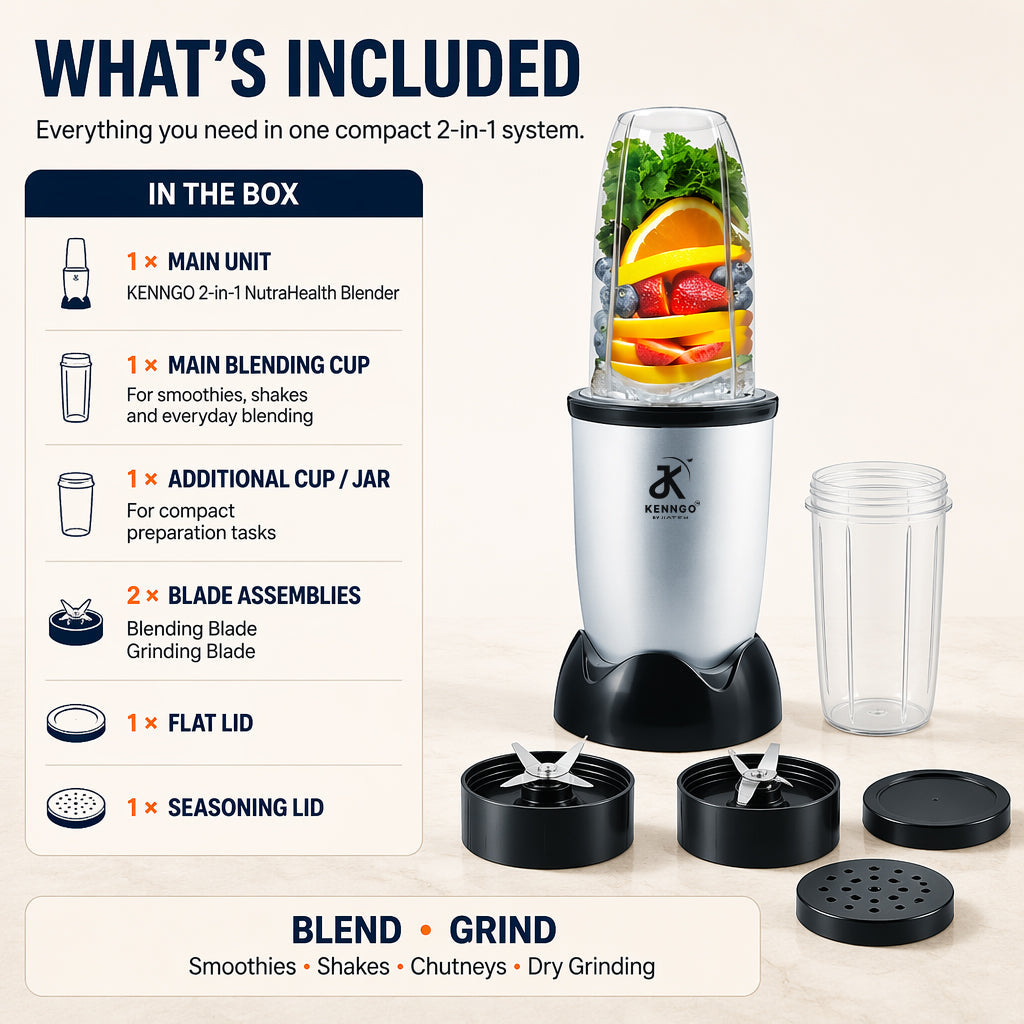 KENNGO NutraHealth 2-in-1 Blender – Silver