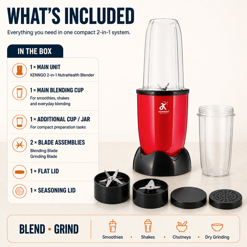 KENNGO NutraHealth 2-in-1 Blender – Maroon Red