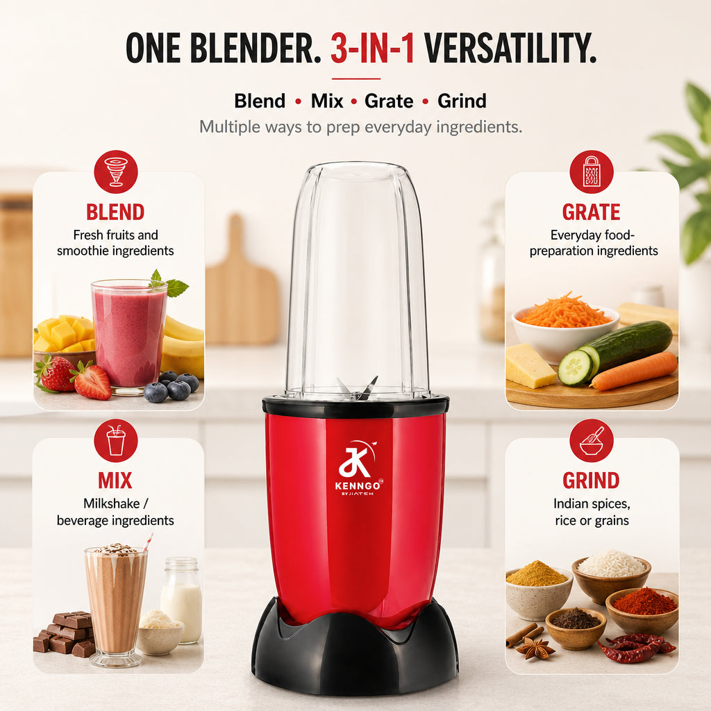KENNGO NutraHealth 3-in-1 Blender – Maroon Red