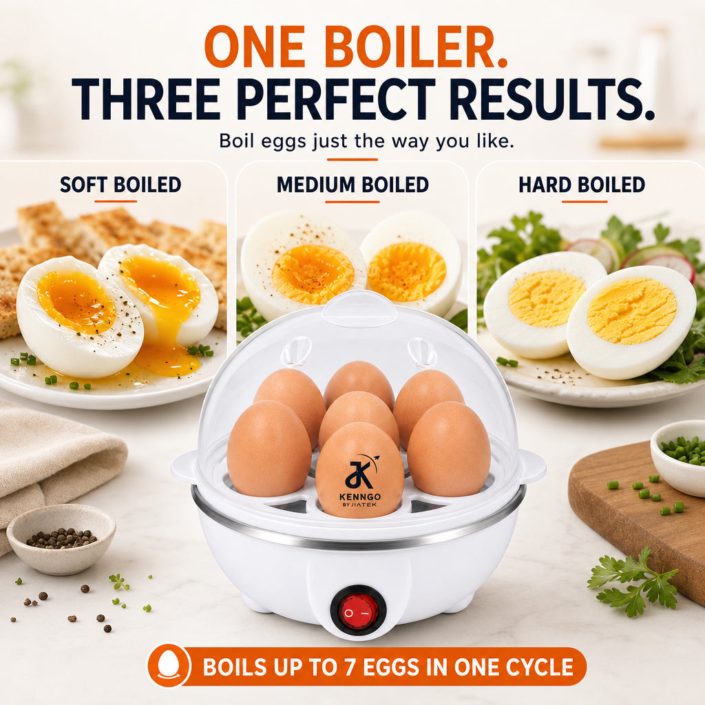 KENNGO Electric Egg Boiler for 7 Eggs – White