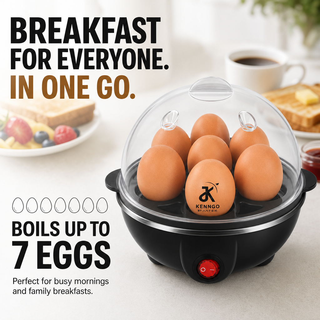KENNGO Electric Egg Boiler for 7 Eggs – Black