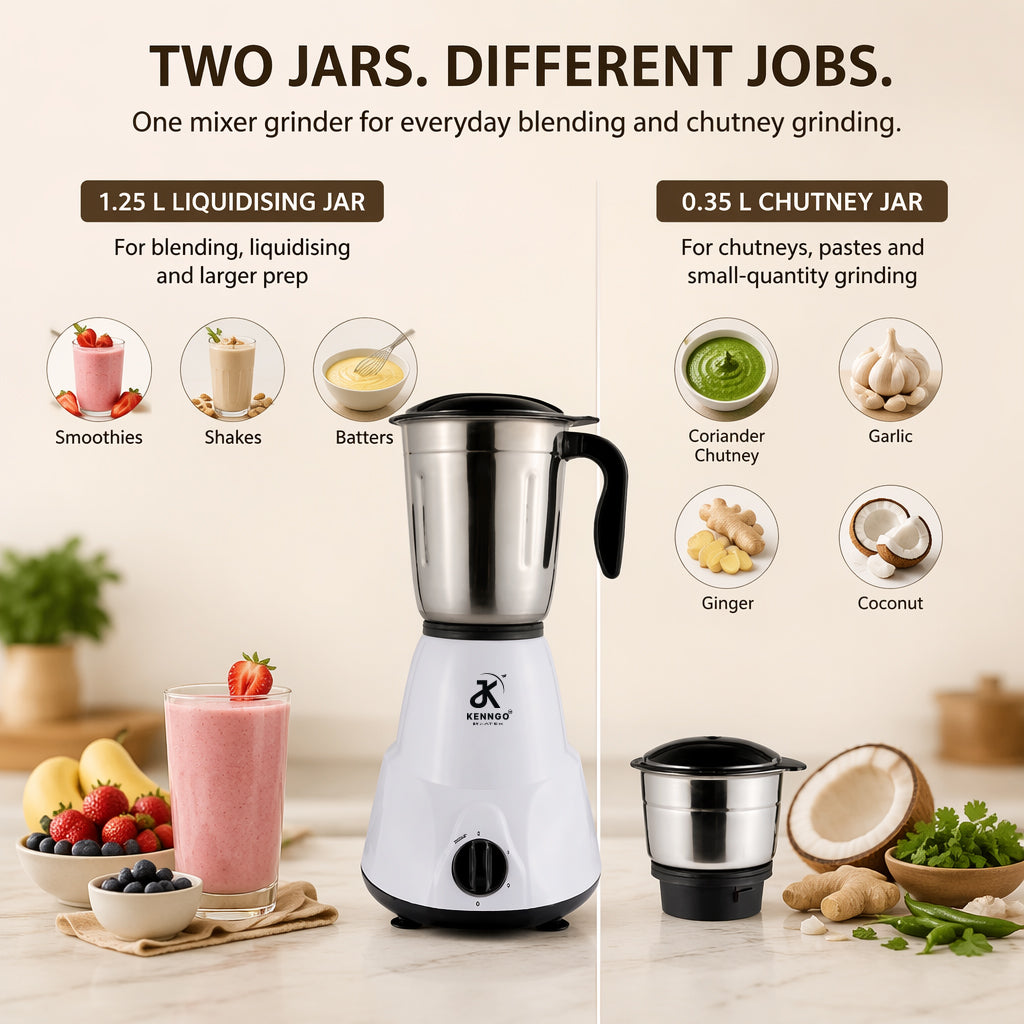 KENNGO 500W Mixer Grinder – White