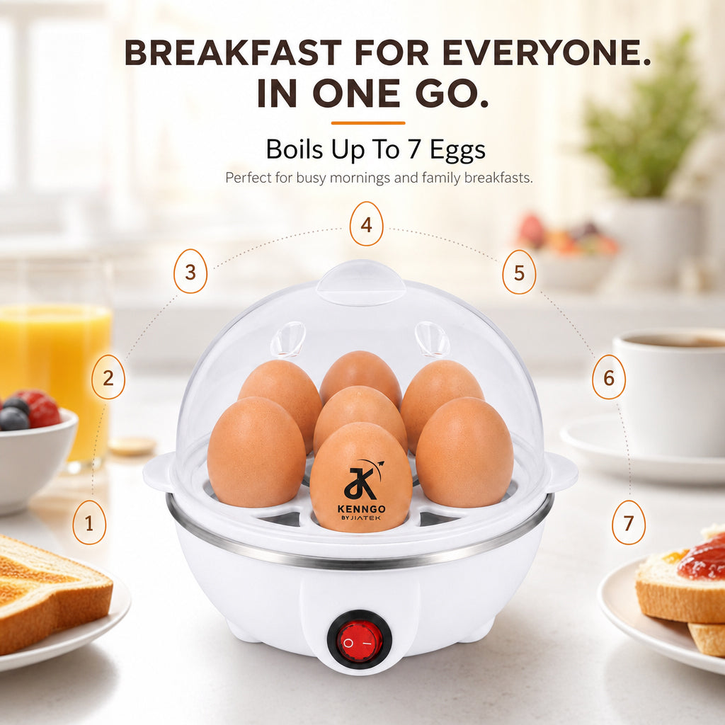 KENNGO Electric Egg Boiler for 7 Eggs – White