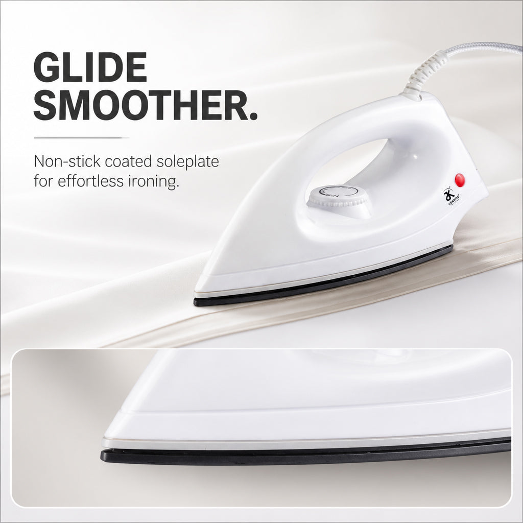 KENNGO 1000W Lightweight Electric Iron – White