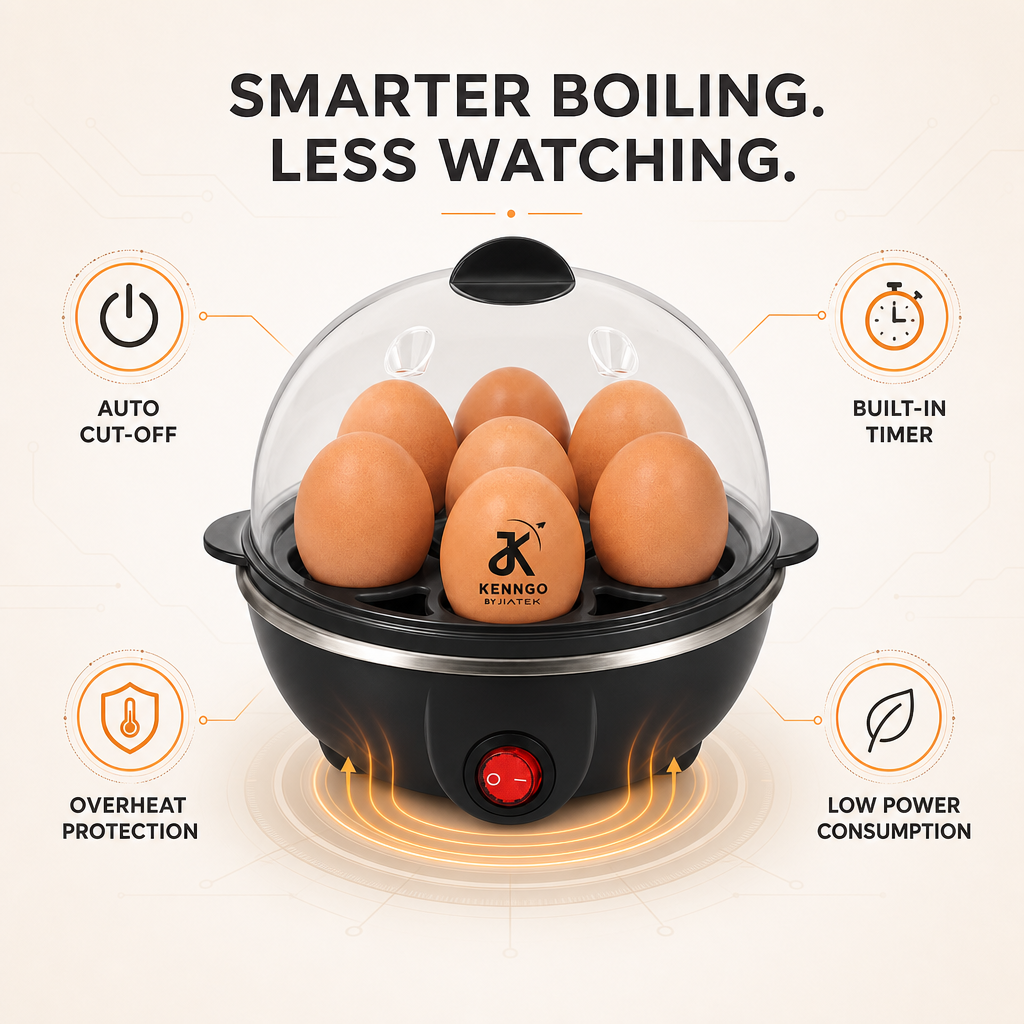 KENNGO Electric Egg Boiler for 7 Eggs – Black