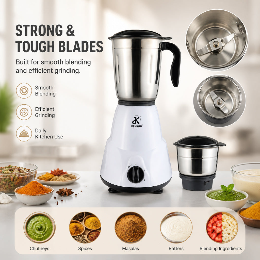 KENNGO 500W Mixer Grinder – White