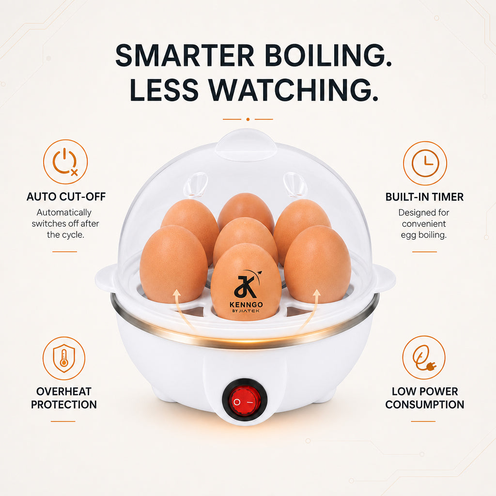 KENNGO Electric Egg Boiler for 7 Eggs – White