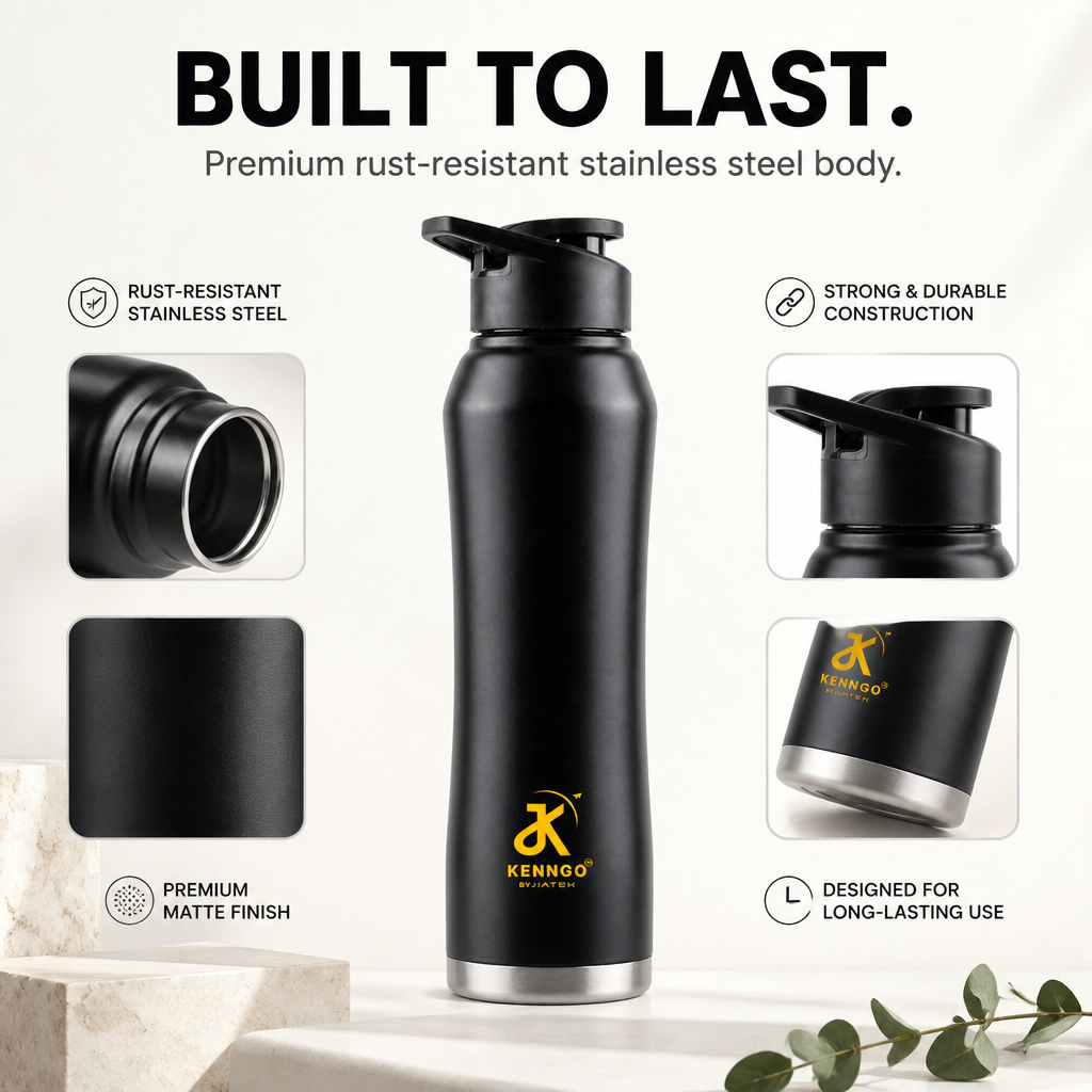 Steel Water Bottle – Black