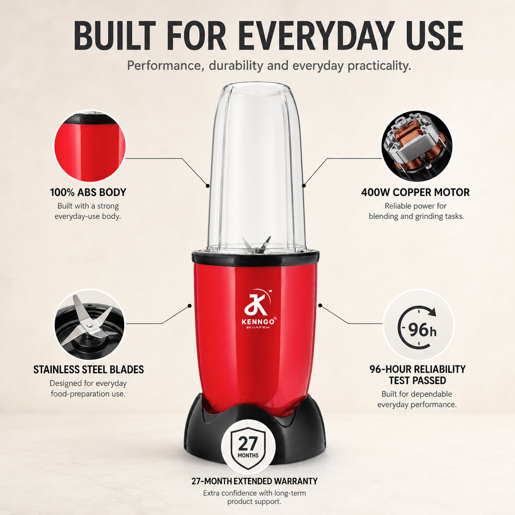 KENNGO NutraHealth 3-in-1 Blender – Maroon Red