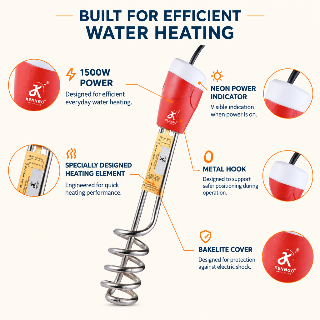 KENNGO 1500W Immersion Rod | Quick Water Heater