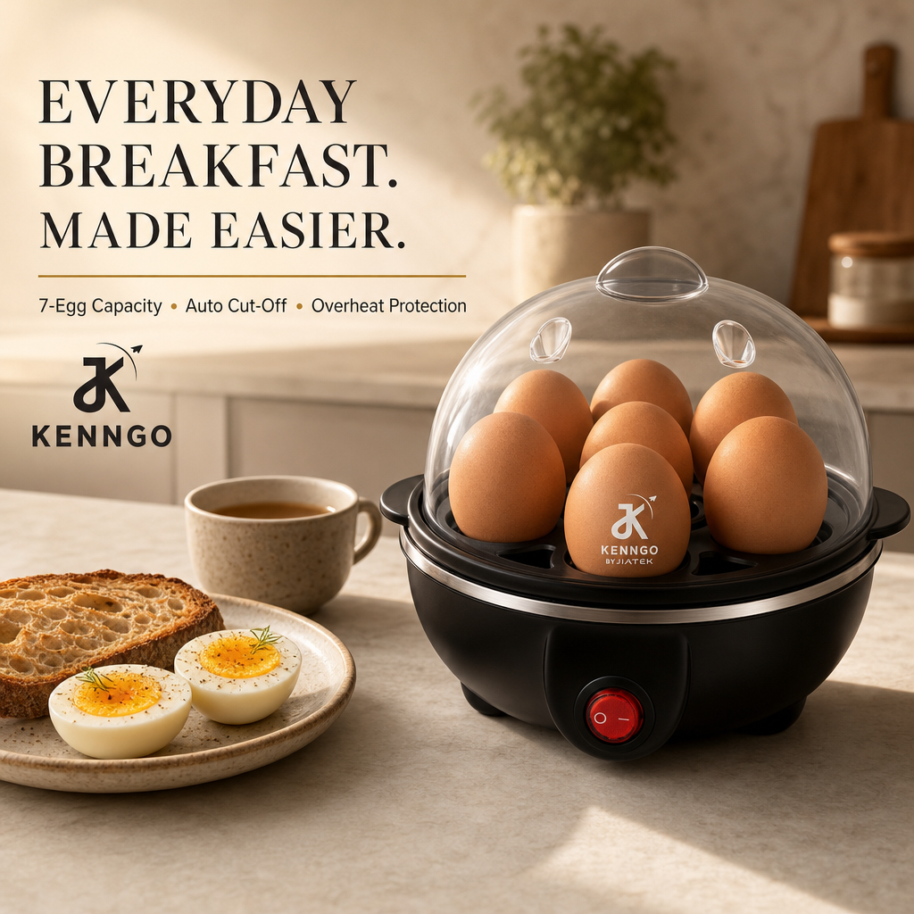 KENNGO Electric Egg Boiler for 7 Eggs – Black