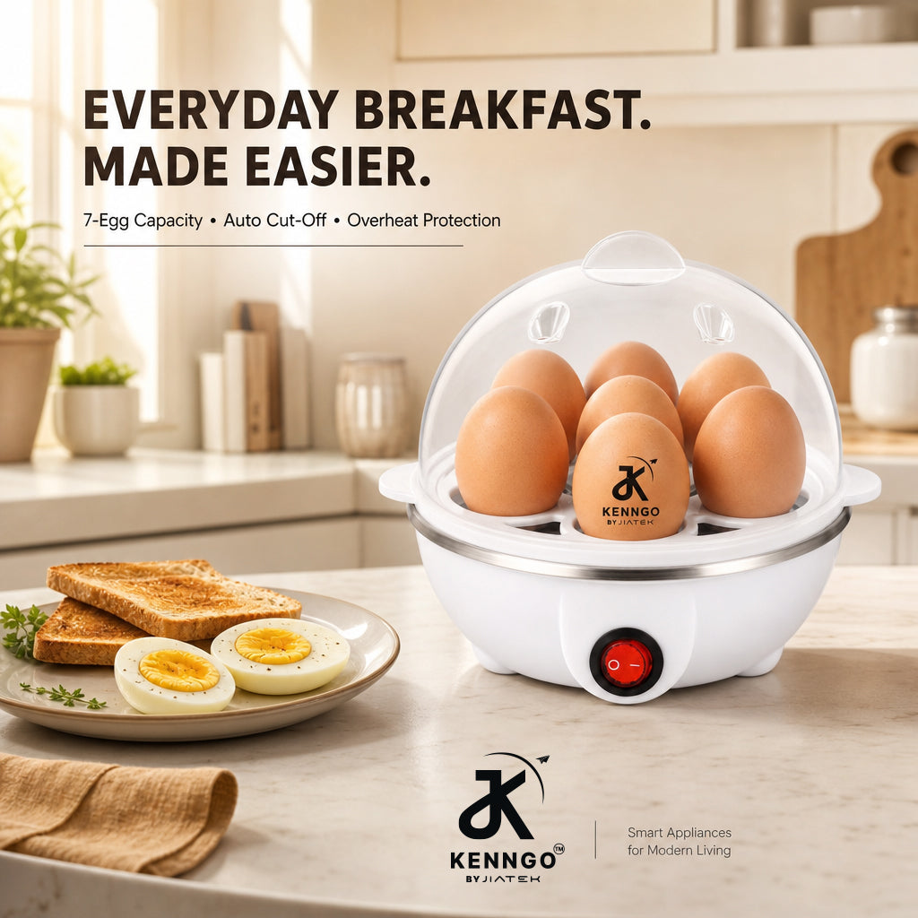 KENNGO Electric Egg Boiler for 7 Eggs – White