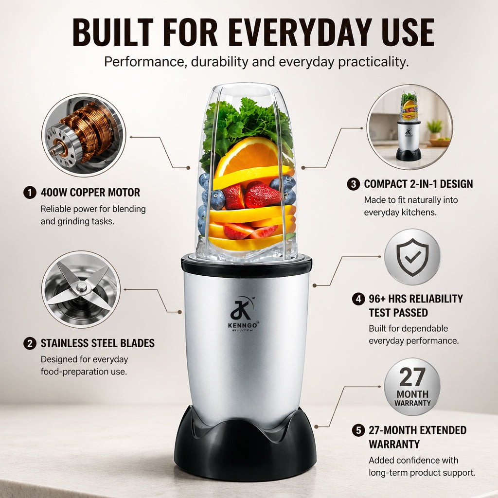 KENNGO NutraHealth 2-in-1 Blender – Silver