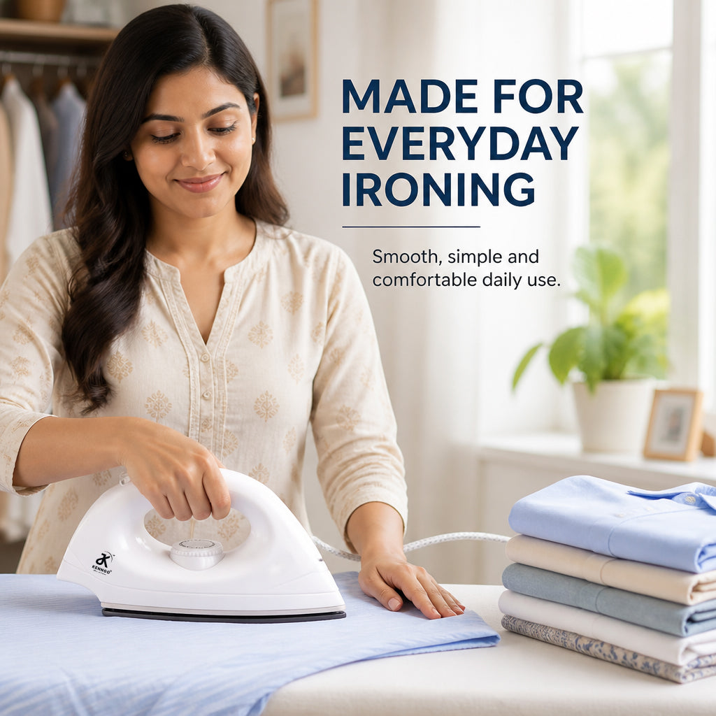 KENNGO 1000W Lightweight Electric Iron – White