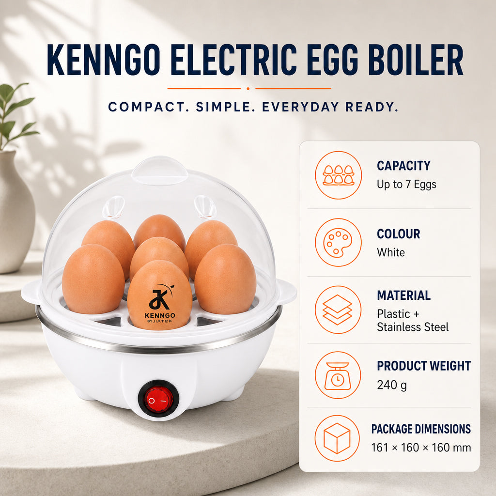 KENNGO Electric Egg Boiler for 7 Eggs – White