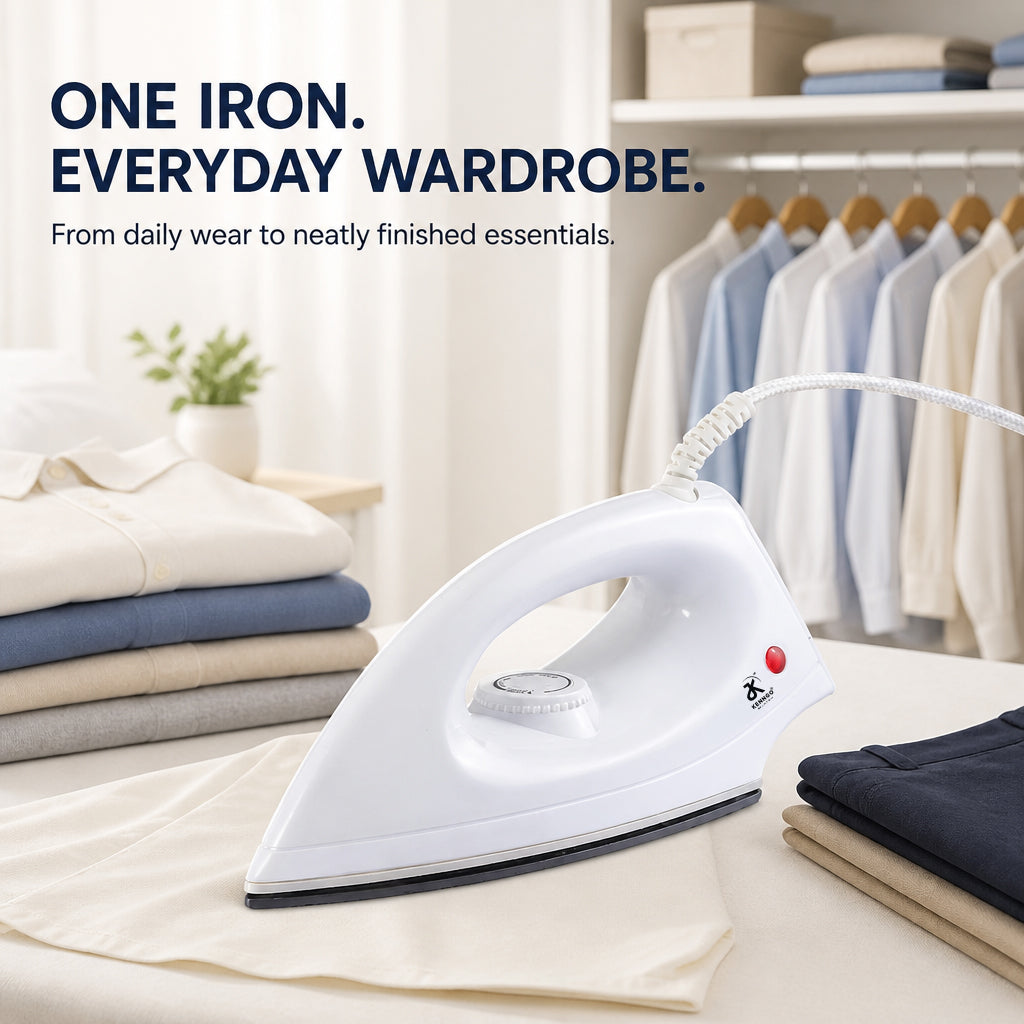 KENNGO 1000W Lightweight Electric Iron – White
