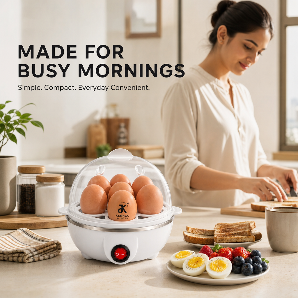 KENNGO Electric Egg Boiler for 7 Eggs – Black