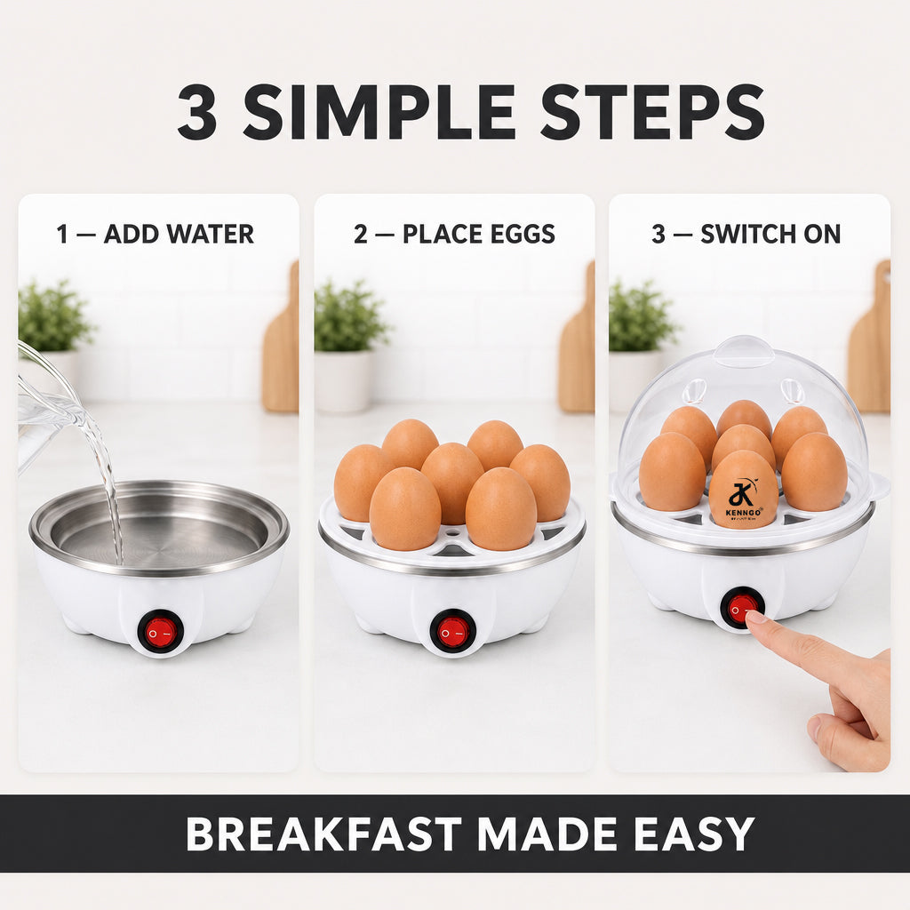 KENNGO Electric Egg Boiler for 7 Eggs – White