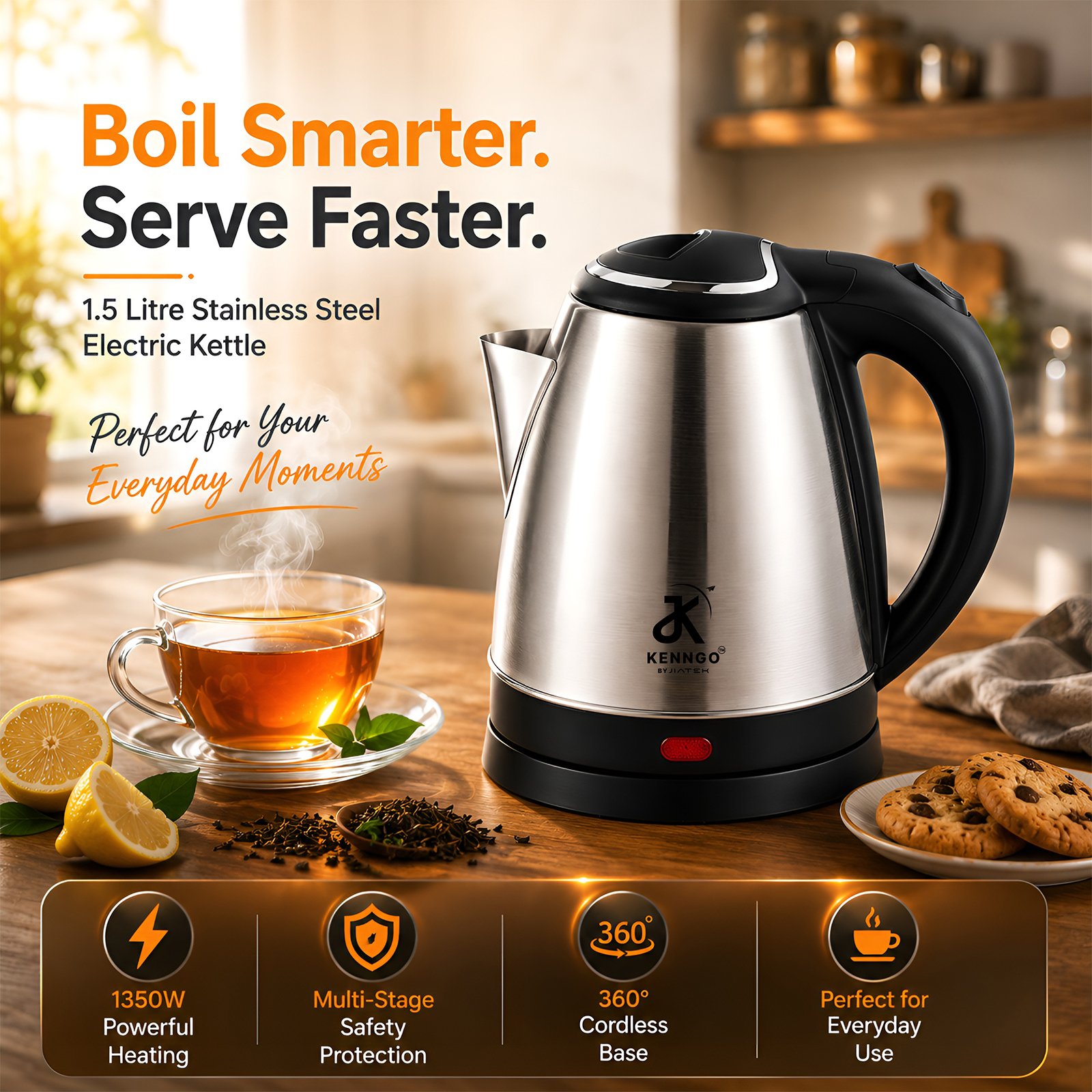 Kenngo 1.5 Litre Electric Kettle - Image 6