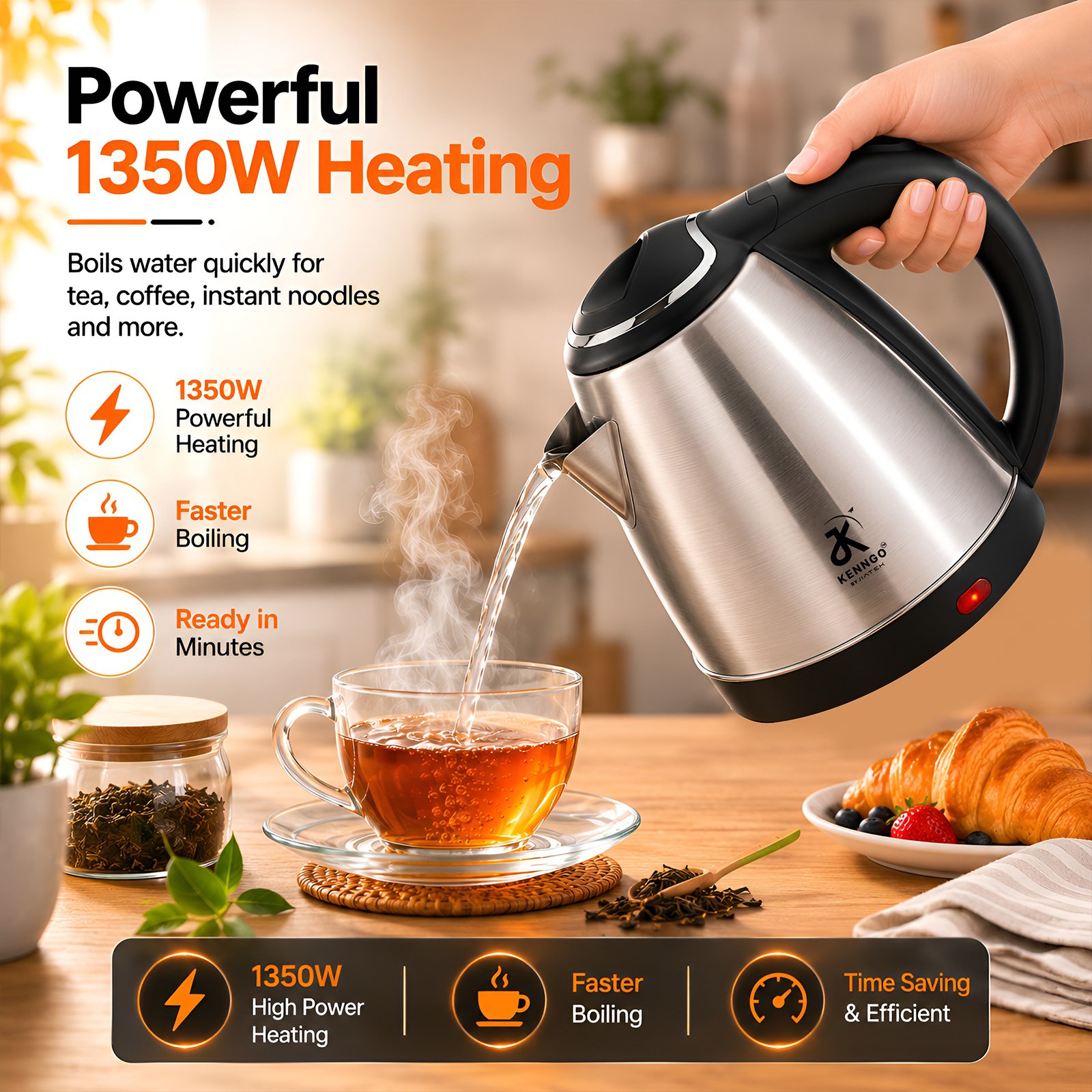 Kenngo 1.5 Litre Electric Kettle - Image 5