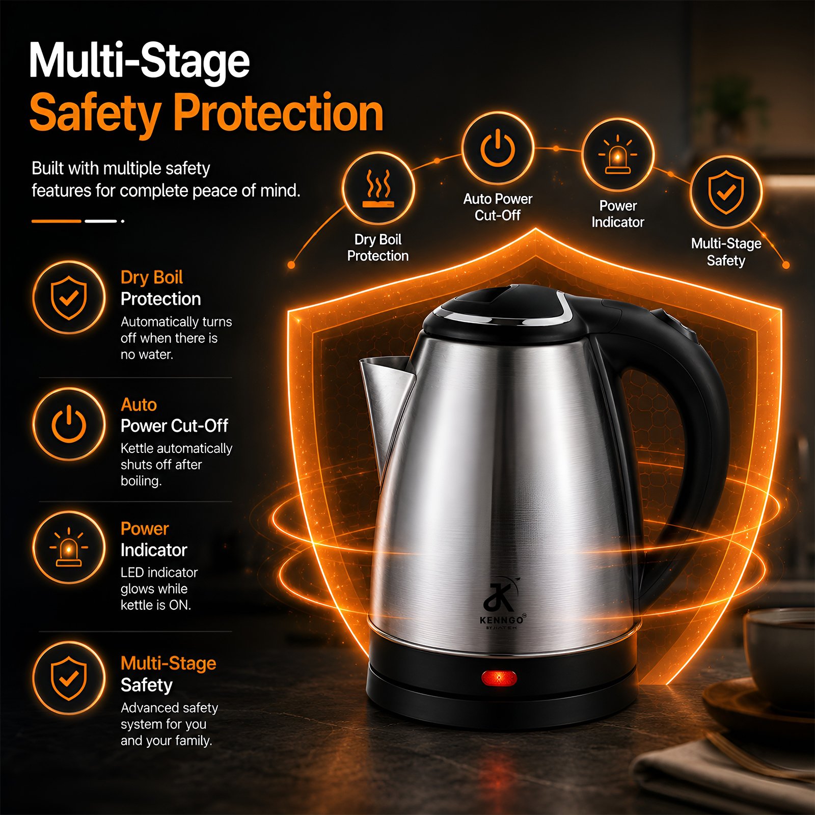 Kenngo 1.5 Litre Electric Kettle - Image 3