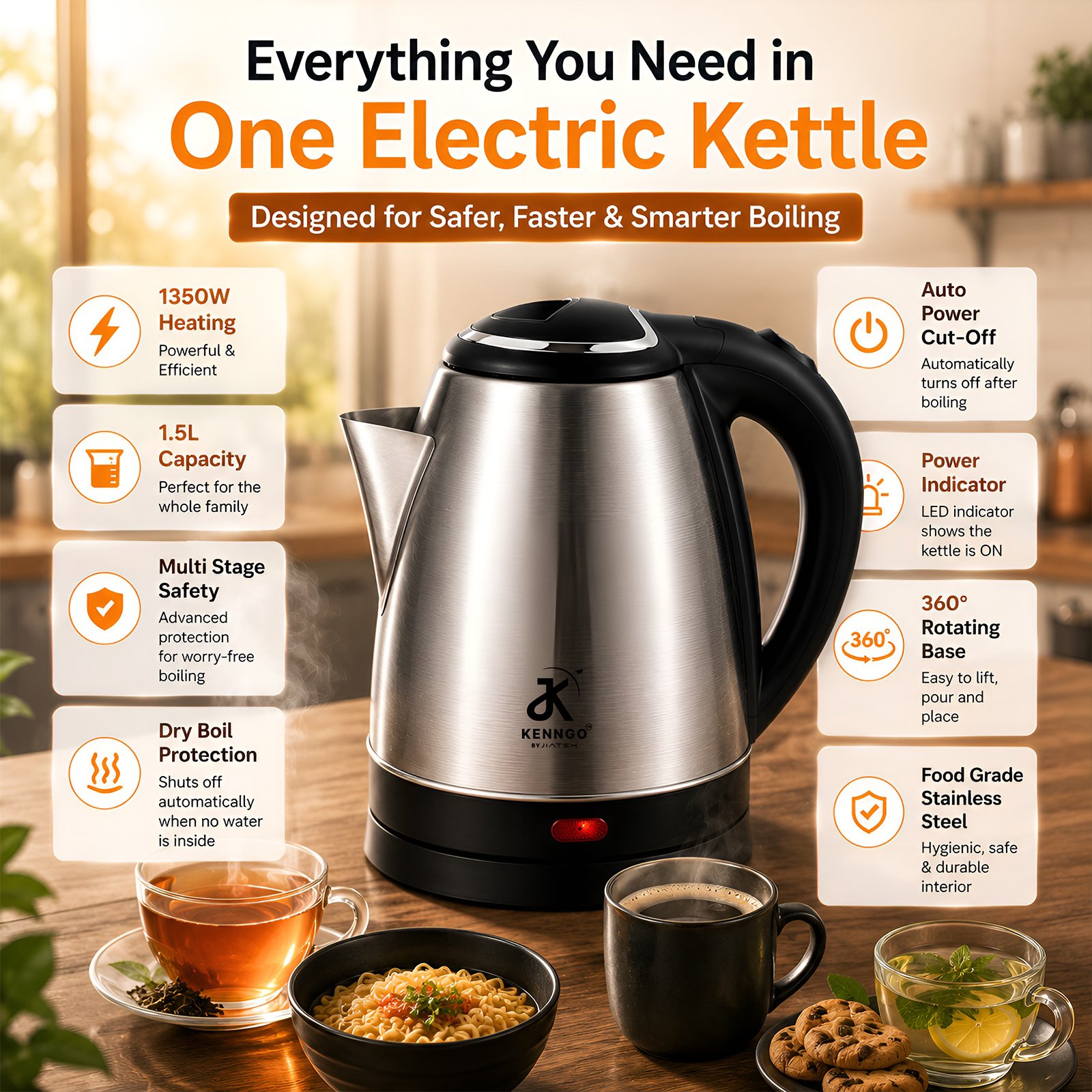Kenngo 1.5 Litre Electric Kettle - Image 7