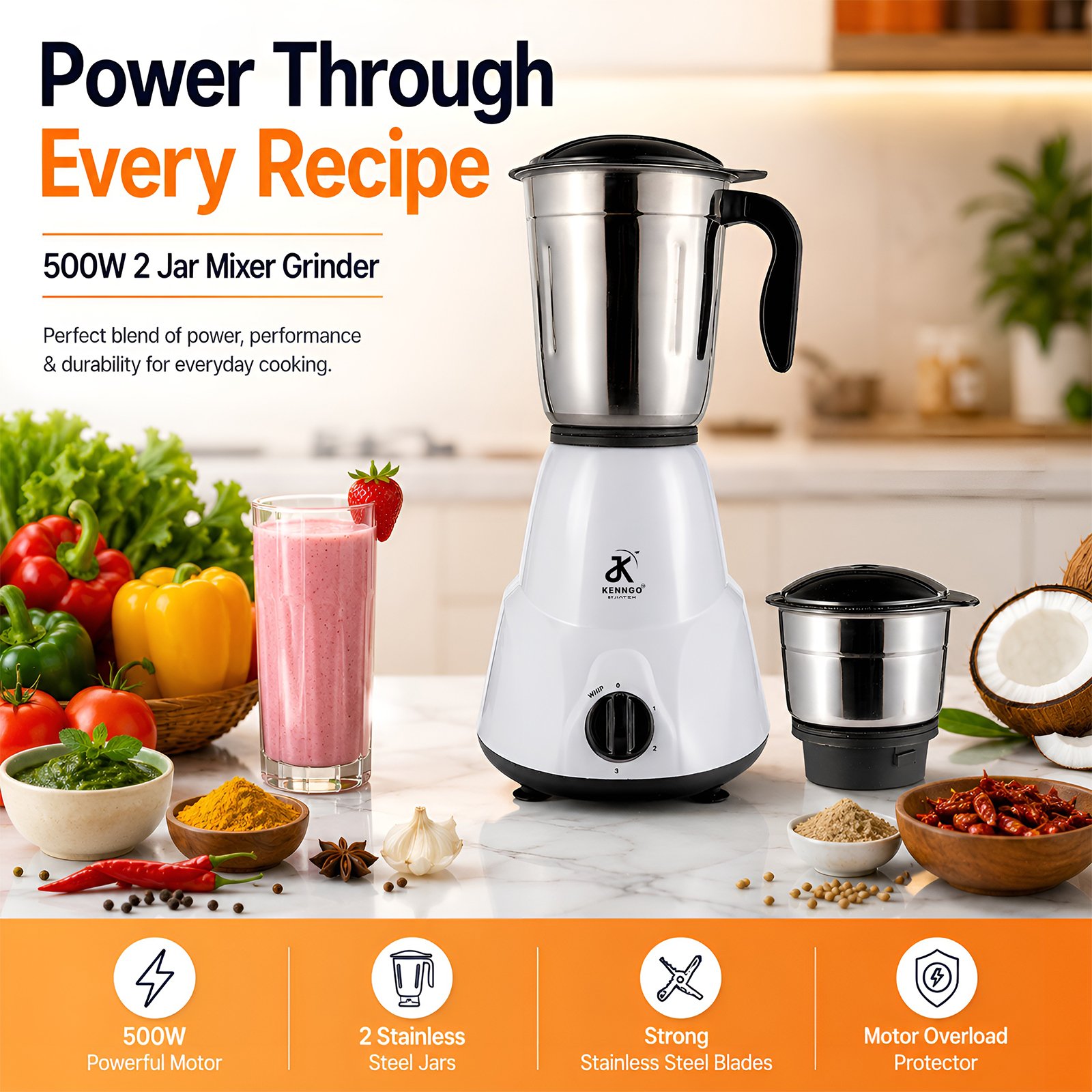 Kenngo 2-Jar Mixer Grinder - Image 4