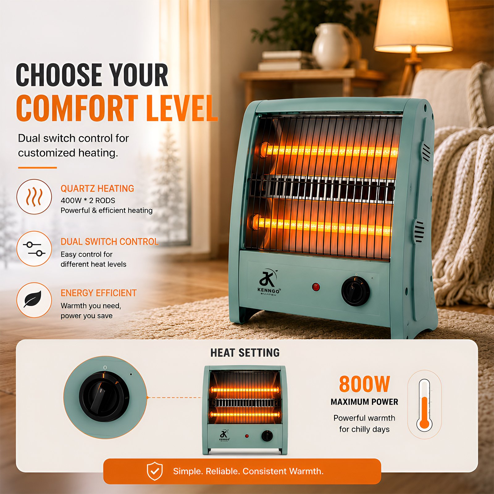 Kenngo Two Rod Quartz Heater - Image 5