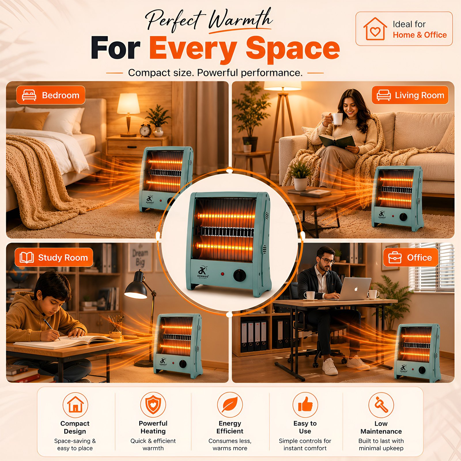 Kenngo Two Rod Quartz Heater - Image 3