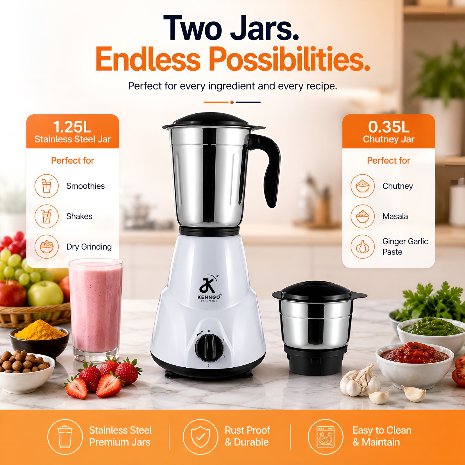 Kenngo 2-Jar Mixer Grinder - Image 2